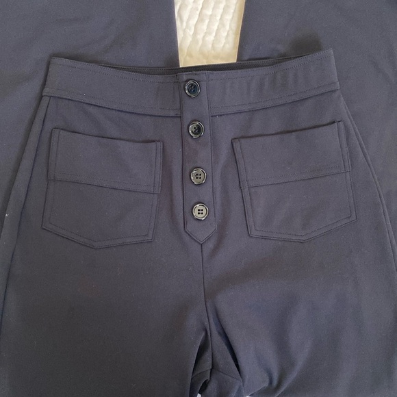 Halara High Waisted Button Multiple Pockets Straight Leg Casual Pants in Black - Picture 3 of 5